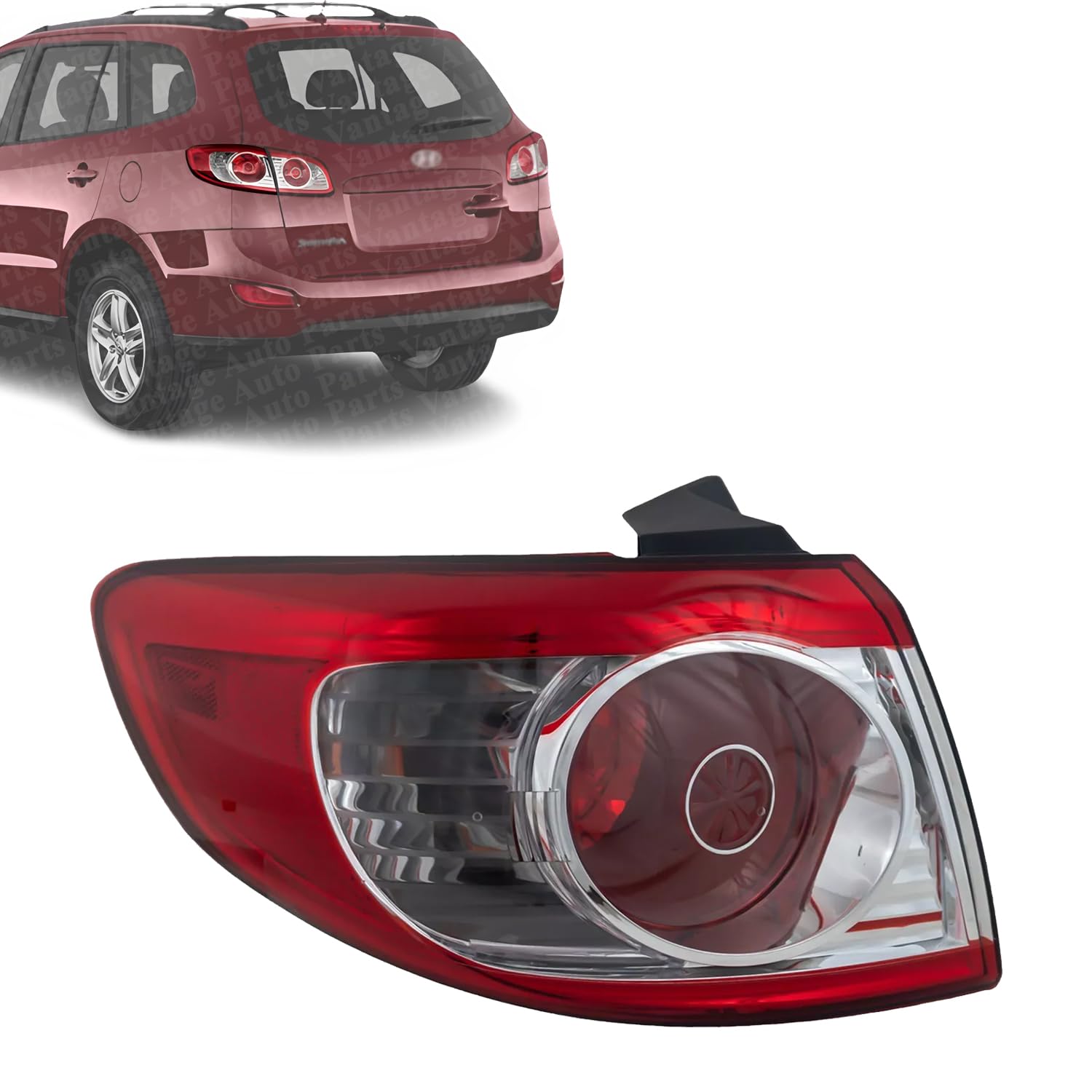 Left taillamp assembly outer new aftermarket replacement Hyundai Santa FE 2010-2012