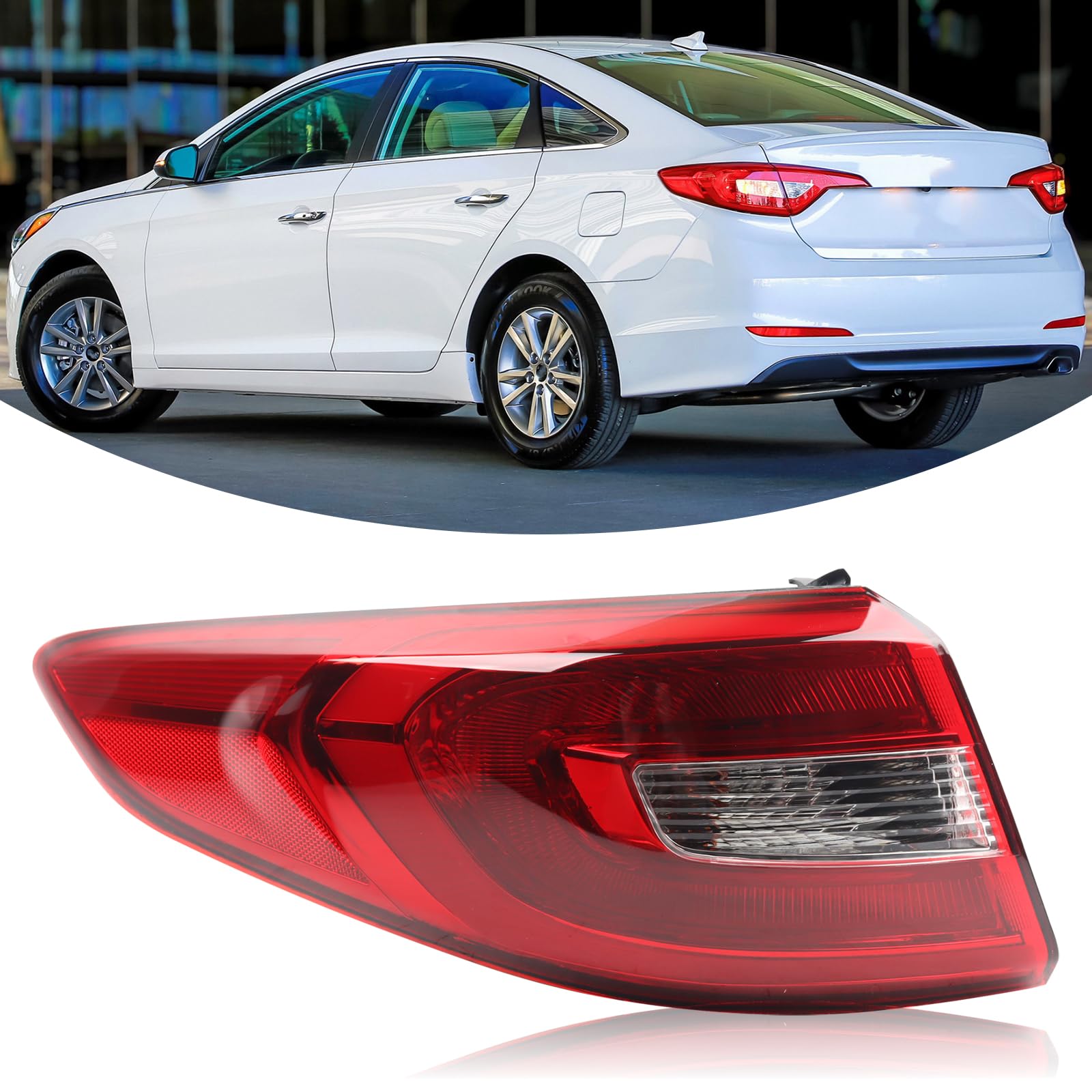 Left taillamp assembly outer new CAPA certified aftermarket Hyundai Sonata 2015-2017