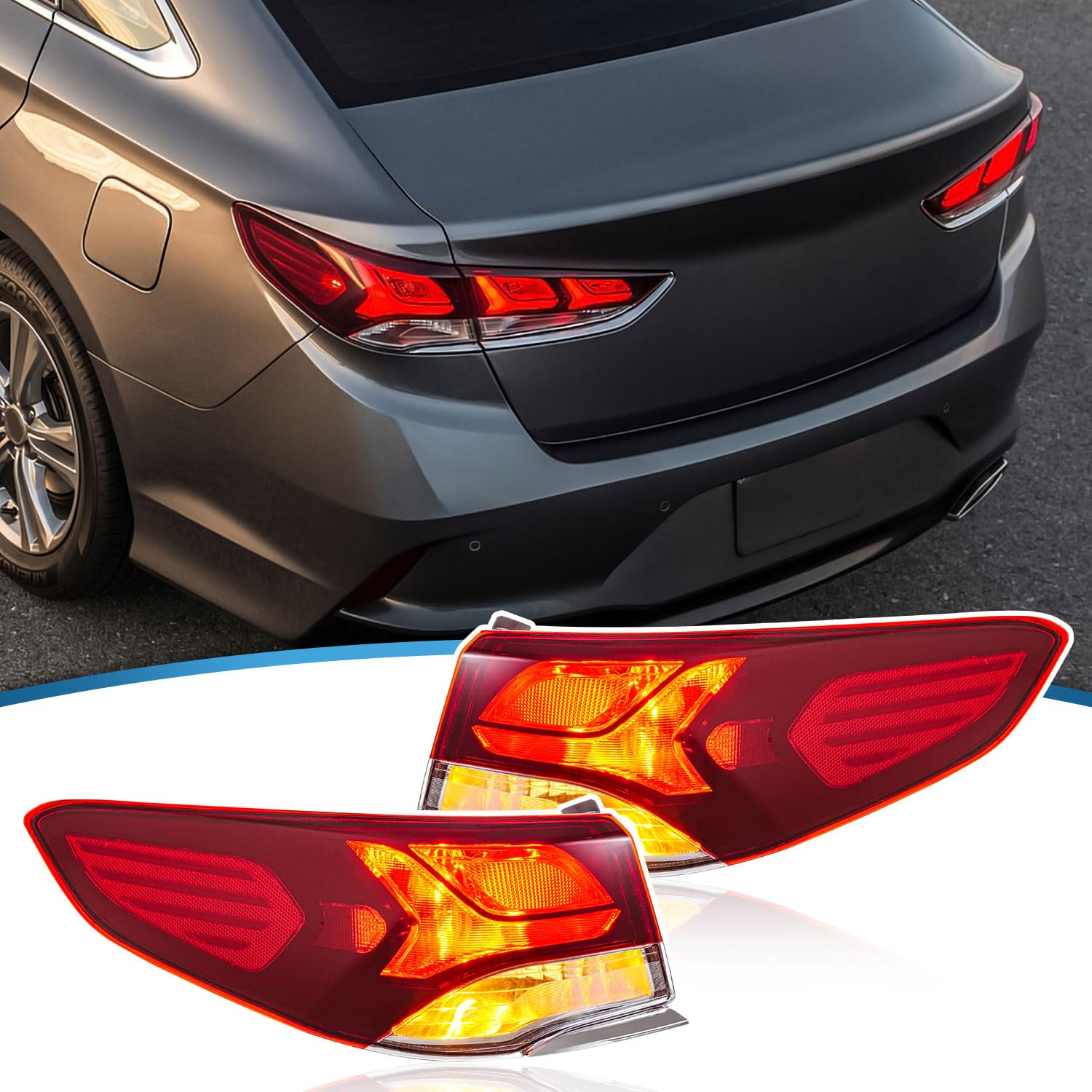 Left taillamp assembly outer new CAPA certified aftermarket Hyundai Sonata 2018-2019