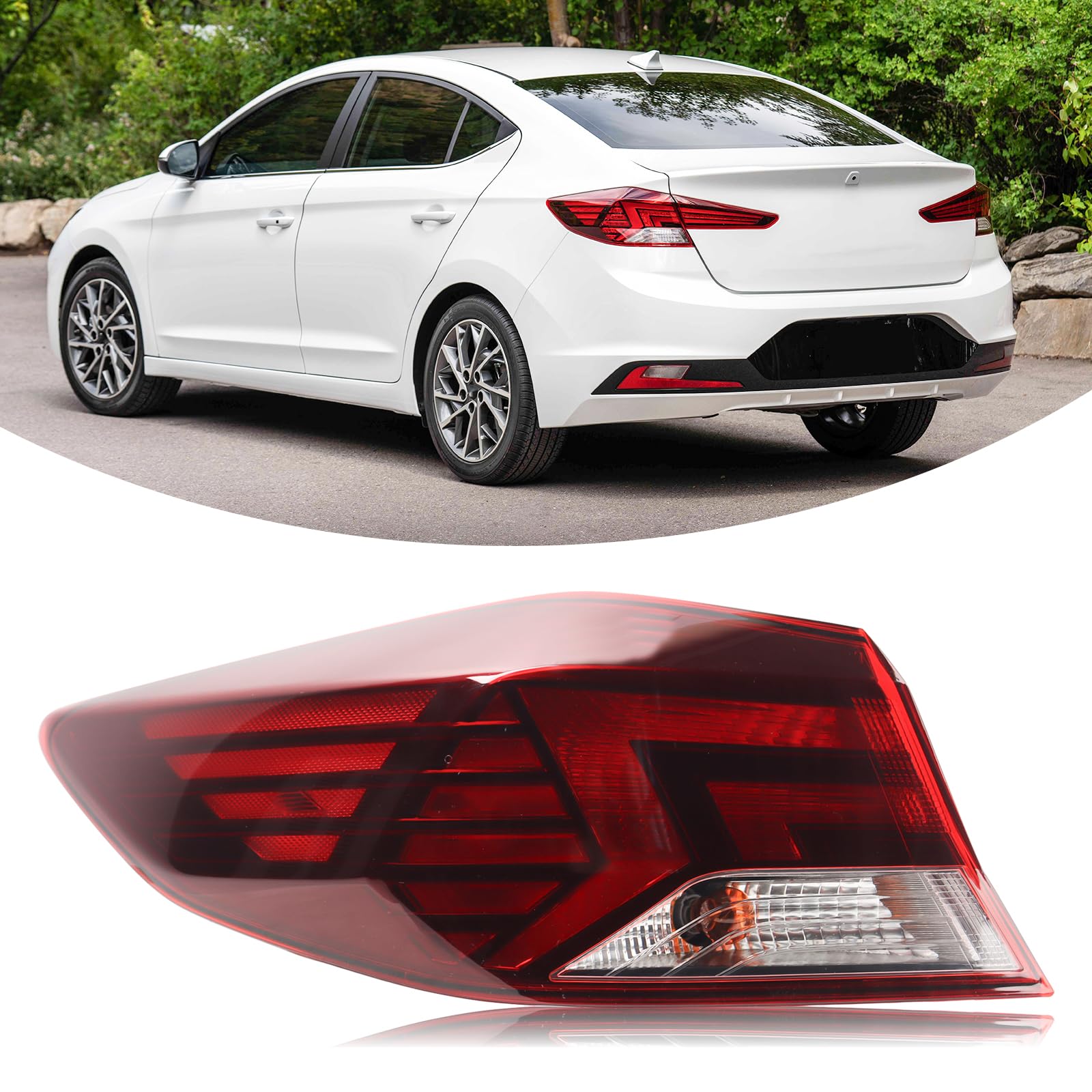 Left taillamp assembly outer new aftermarket replacement Hyundai Elantra 2019-2020