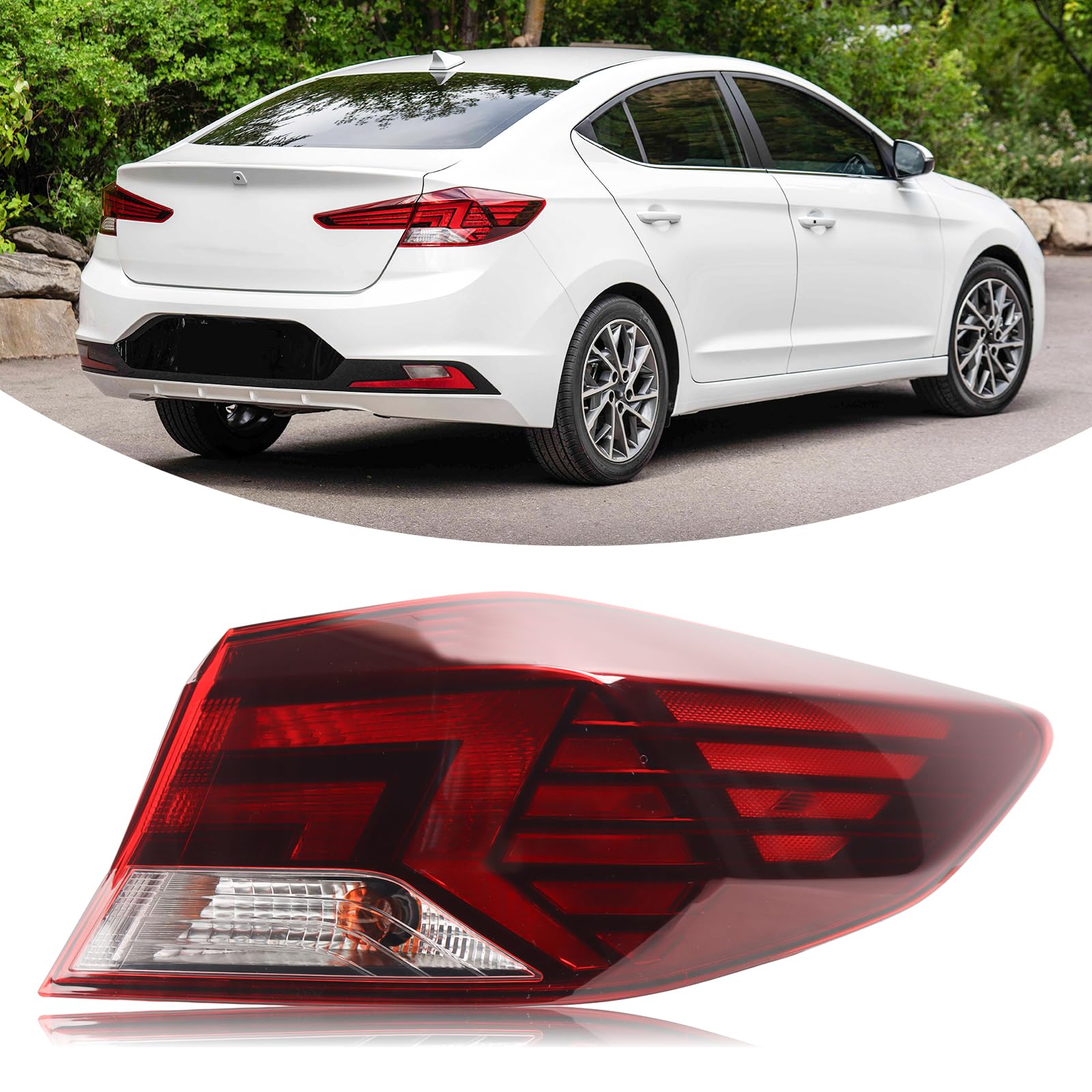 Right taillamp assembly outer new aftermarket replacement Hyundai Elantra 2019-2020