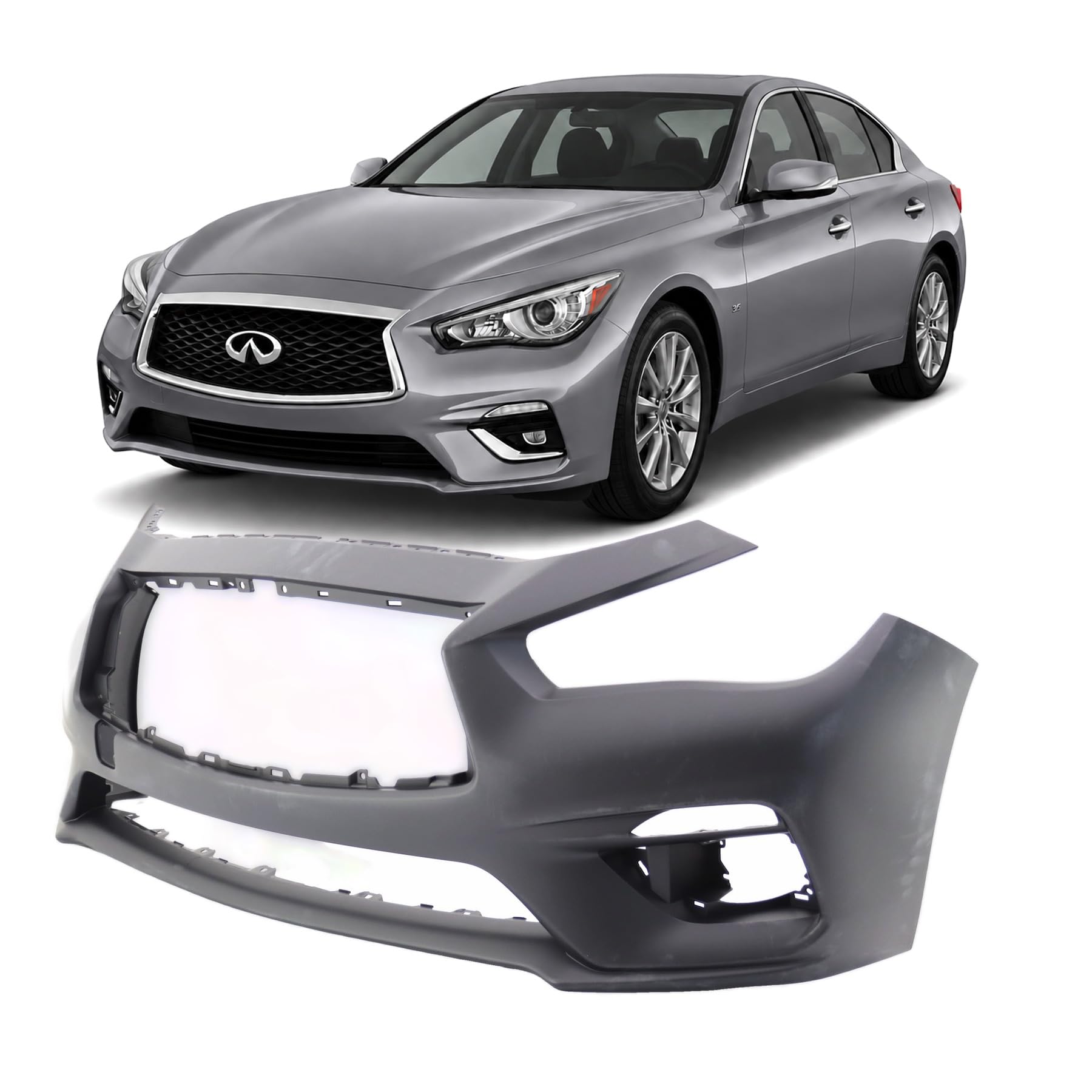 Front bumper cover new aftermarket replacement Infiniti Q50 2018-2020