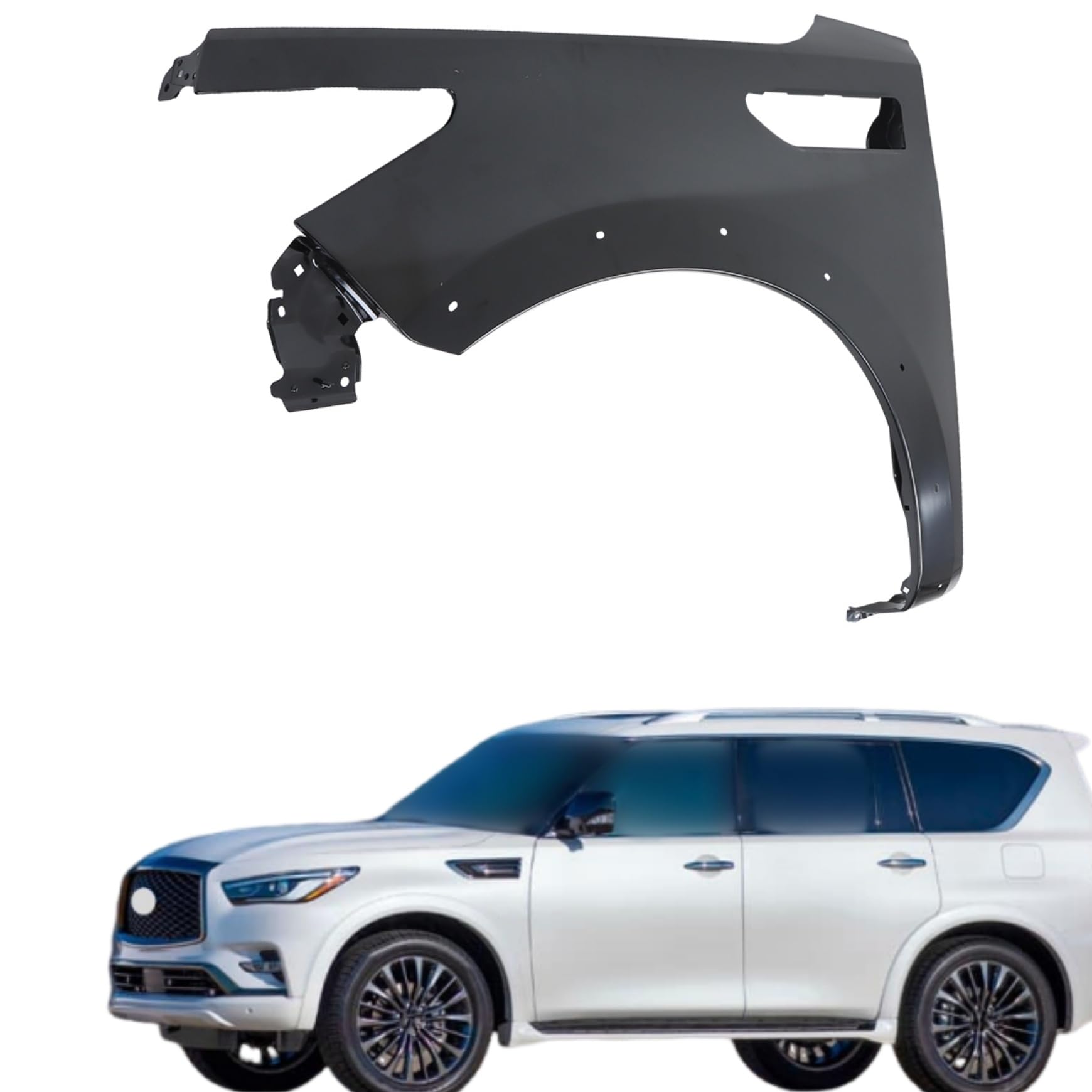 Left front fender assembly new aftermarket replacement Infiniti QX80 2018-2024