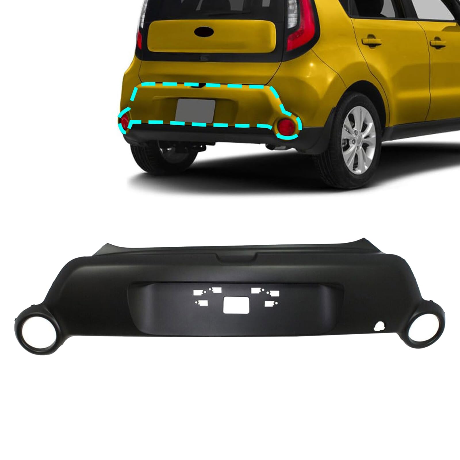 Rear bumper cover upper new aftermarket replacement KIA Soul 2014-2016