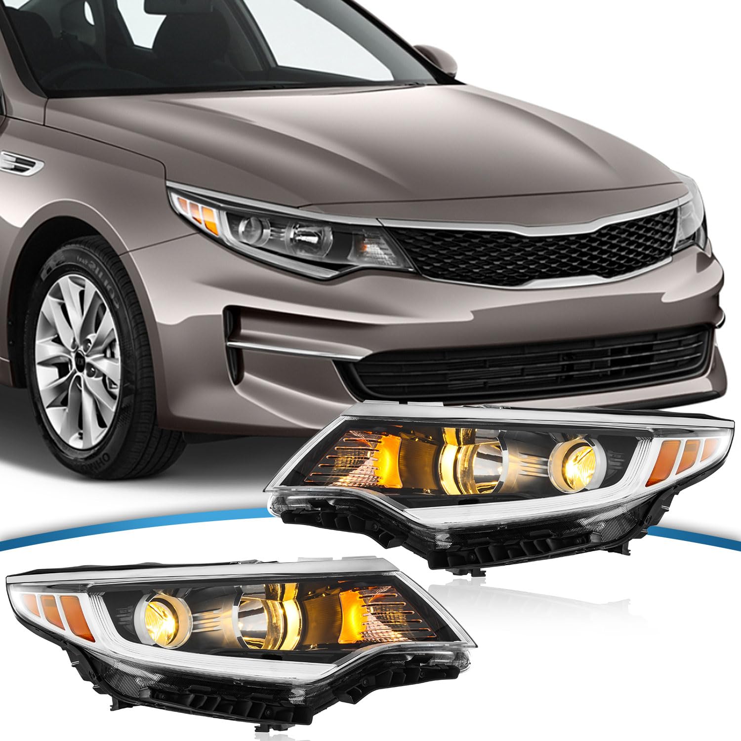 Right headlamp assembly composite new aftermarket replacement KIA Optima 2016-2018