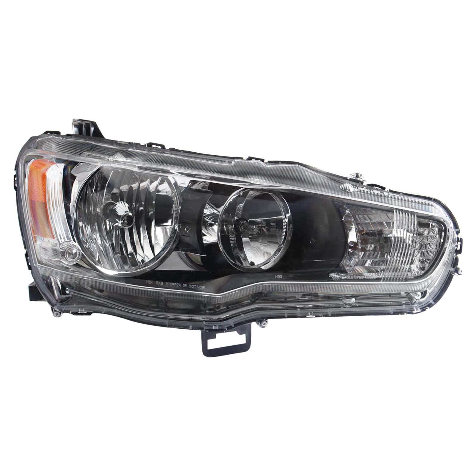 Right headlamp assembly composite new aftermarket replacement Mitsubishi Lancer 2009-2017